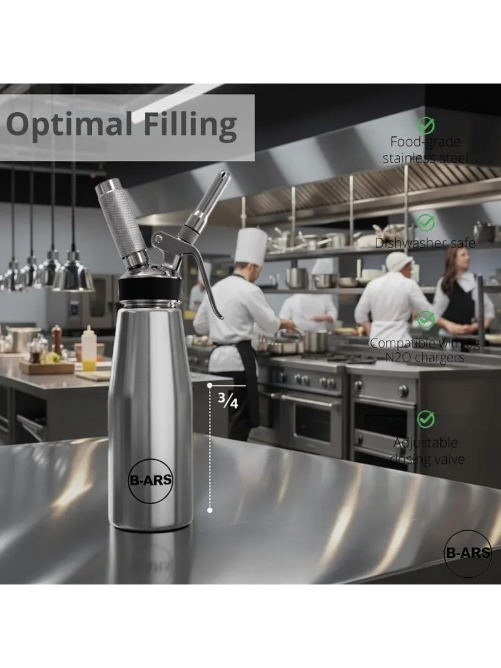 Whipped Cream Dispenser 500ml - Stainless Steel, Includes Nozzles & Cleaning